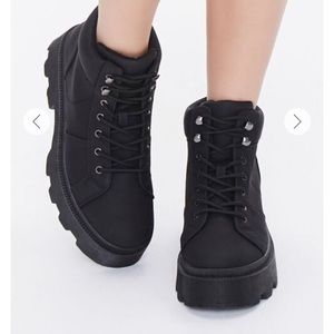 Forever 21 lug sole lace up booties